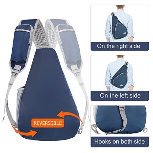 ZOMAKE Sling Bag,Small Crossbody Sling Backpack,Water Resistant Shoulder Daypack for Travel,Anti Thief Chest Bag for Hiking(Navy Blue) - color: Navy Blue