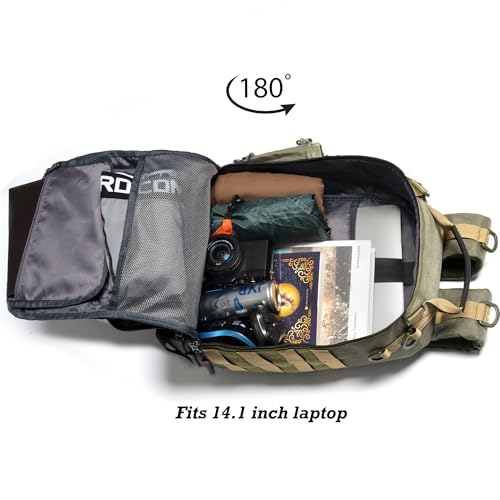 NICGID Tactical Military Backpack Large Daypack Molle Army Assault Pack Bug Out Bag Water Resistant Travel Fishing Hiking Trekking Rucksack - color: Army Green-059, size: 14.1 inch