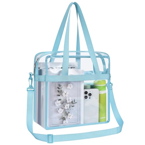 Oraben Clear Tote Bag Clear Bag Stadium Approved 12x6x12 Stadium Bag for Work, Sports Games,Gym - color: Baby Blue, style: Main Pocket Only