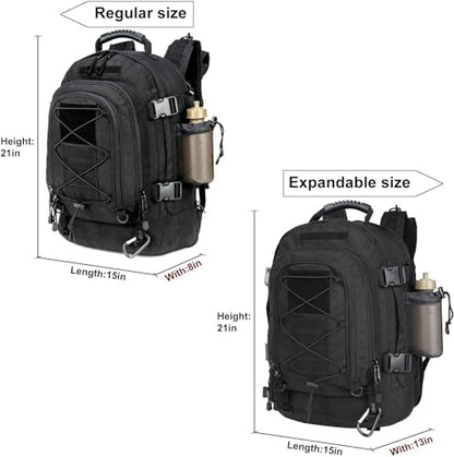 Expandable 40-64L Military Tactical Backpack 3 Day Bag Hiking Gym Sport Camping - color: Black