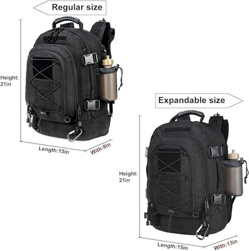 Expandable 40-64L Military Tactical Backpack 3 Day Bag Hiking Gym Sport Camping - color: Black