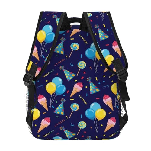 Water Resistant Hiking Backpack Happy Birthday Party, Outdoor Sports Daypack with Side Water Bottle Pocket for Travel and Beach - color: Pattern (259)