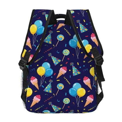 Water Resistant Hiking Backpack Happy Birthday Party, Outdoor Sports Daypack with Side Water Bottle Pocket for Travel and Beach - color: Pattern (259)