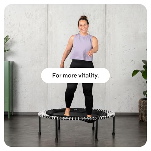 bellicon Mini Trampoline 39'' (Beige) | Bungee Suspension up to 260 lbs | Indoor Fitness Rebounder for Adults | Foldable Legs