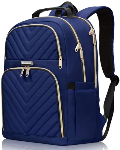 Travel Laptop Backpack, School Backpack for Teen Girls Boys,15.6 Inch Large Quilted College Bookbag for Women Men, Work Business Back Pack Purse Casual Daypacks, Navy Blue - color: Navyblue, size: 15.6 Inch