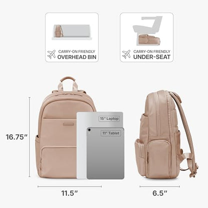 Traveler's Choice Women's Iria 20L Backpack, Latte Beige - color: Latte Beige