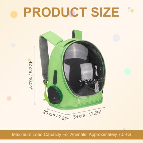 Pet Backpack Carrier, Portable and Ventilated, Oxford Cloth, Dog Cat Travel Bag with Transparent Cover 12.99", (Green, 1 Pcs), Intended for Hiking/Camping/Traveling - color: Green