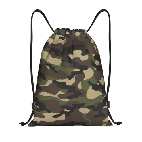 Gianlaima Camo Camouflage Military Green Brown Drawstring Bags Backpack Sport Gym Sack Drawstring Bag String Bag Yoga Dance Travel Bag For Men Women - color: Black23