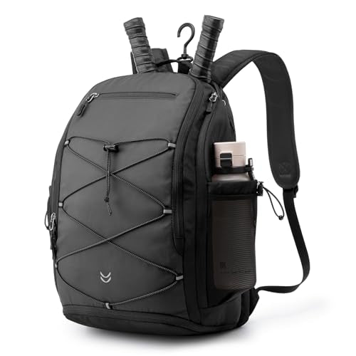 G4Free Pickleball Bag Pickleball Backpack for Women & Men School Backpack for Teens Bookbag for College Student with Fence Hook Laptop Compartment(Black) - color: Black