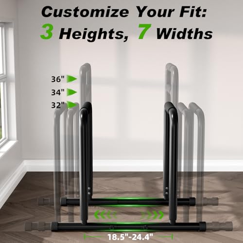 ZCMHAXJ Dip Bar with Dual Inner Connectors, Adjustable Height & Width Parallel Bars, 1100LBS Heavy Duty Calisthenics Bars, Stable Design Calisthenics Equipment Dip Bars for Home Strength Training