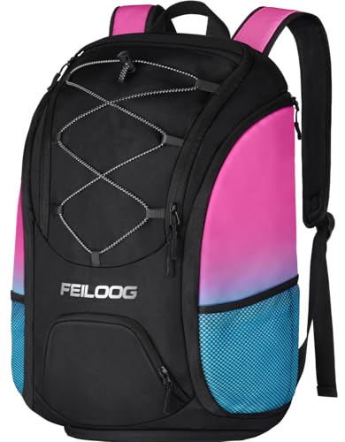 Basketball Backpack Large Sports Bag, Ball Accessories Basketball Equipment Bag with Ball Holder Shoes Compartment - color: Colorful Black