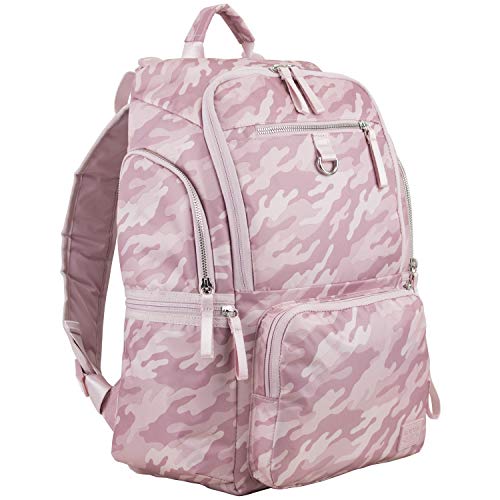 BODHI Baby Waterproof Multi-Function Travel Essentials Baby Tote Diaper Bag Backpack Changing Pad, Stroller Straps for Parents, Unisex, Pink Fluid Camo - color: Pink Fluid Camo