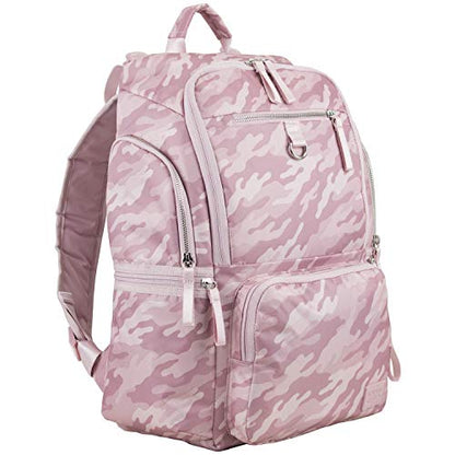 BODHI Baby Waterproof Multi-Function Travel Essentials Baby Tote Diaper Bag Backpack Changing Pad, Stroller Straps for Parents, Unisex, Pink Fluid Camo - color: Pink Fluid Camo