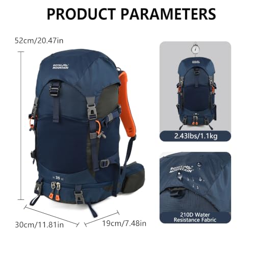 35L Hiking Backpack for Women men,Waterproof Camping Outdoor Backpacking Backpack for Travel lightweight Hiking Trekking Daypack - color: Blue
