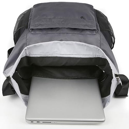 Waterproof Drawstring Backpack Sports Gym Sackpack with Mesh Pockets Water-Resistant String Cinch Beach Bag for Men Women - color: Gradient - Gray