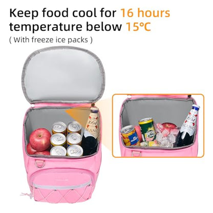 Backpack Cooler Backpack 26 Cans Insulated Leak Proof for Women Men Beach Camping Picnic Fishing Hiking Lunch Backpack Waterproof Cooler - color: Pink, size: Medium