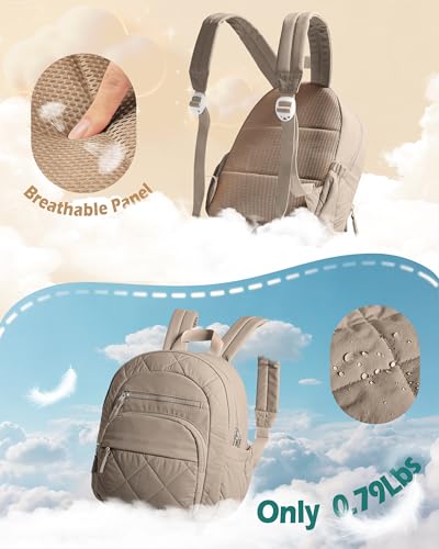 Smasrob Women Mini Backpack with RFID Blocking Pocket, Small Puffer Backpack Purse, Lightweight Quilted Backpack for Work, College or Travel, Camel - color: Camel