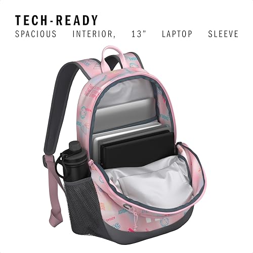 Originator Small Backpack for men and women, athletic book bag with laptop sleeve - color: Adi Haze Clear Pink/Clear Pink/Grey Four