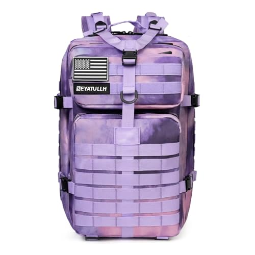45L Military Tactical Backpack for Men & Women Bug Out Bag Assault pack Molle Daypack Hiking Trekking Rucksack (Cloud purple) - color: Cloud Purple