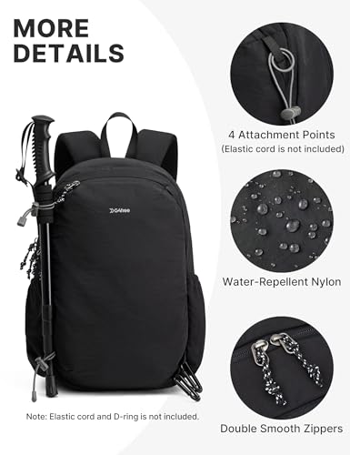 G4Free 15L Hiking Backpack Lightweight Small Daypack for Women Men - color: Black