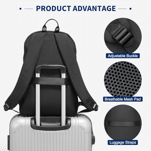 DTGN Travel Laptop Backpack, Carry On Backpack, TSA-Approved Water-Resistant Rucksack Nylon for Work Men Women Fits 16 Inch Notebook, Black - color: Black
