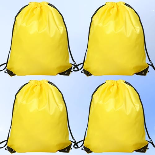 Drawstring Backpack 4PCS Bulk String Backpack Drawstring Bags Sport Gym Cinch Bag Nylon String Bag for Women Men (Yellow 4PCS) - color: Yellow 4pcs