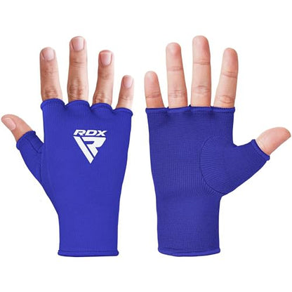 RDX Boxing Hand Wraps Inner Gloves Men Women, Half Finger Elasticated Bandages, Under Mitts Fist Protection, Muay Thai, Kickboxing, MMA, Martial Arts Speed Bag Punching Training - color: Blue White, size: Medium