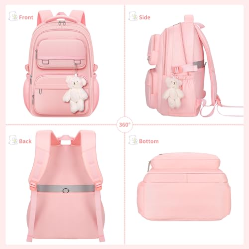 KBTYE School Backpack for Kids Girls Cute Travel Backapck for College Women Men Casual Laptop Bookbag for Teen Student(Pink) - color: Pink