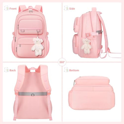 KBTYE School Backpack for Kids Girls Cute Travel Backapck for College Women Men Casual Laptop Bookbag for Teen Student(Pink) - color: Pink
