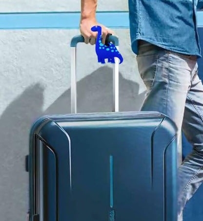 Cute Cartoon Dinosaur Silicone Luggage Tag Fun Triceratops Travel Bag Tag Personalized Labels for Cruise Airport (Blue-Diplodocus) - style: Blue-Diplodocus
