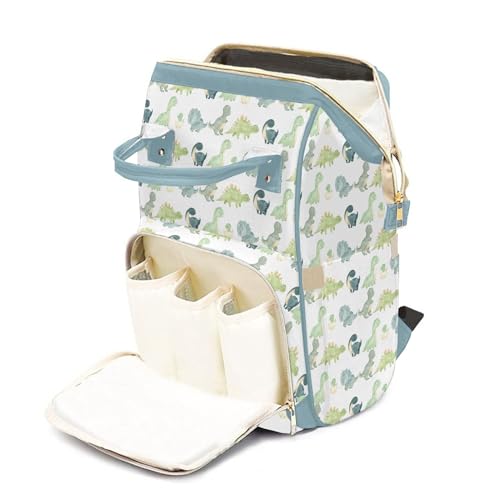 Personalized Diaper Bags for Baby Boys Green Dinosaur Personalized Bag Mummy Nappy Baby Bag Multifunction Customized Backpack - color: Green Dinosaur 02