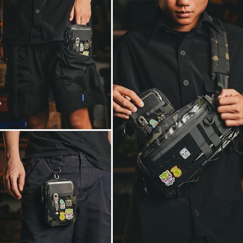 TACTICAL GEEK Block E3.0 EDC Compact Waist Pocket Pouch, Men EDC Pouch Organizer, Multi-Purpose Molle Tool Pouch, Utility Tool Organizer Bag for Daily Essentials Carry(Black Camo) - color: Black Camo
