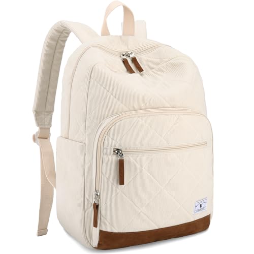 VX VONXURY Backpack for Girls Women, Cute Kids School Backpacks Lightweight Corduroy Aesthetic Backpack Casual Bookbag for College Teens Travel (Beige) - color: Beige