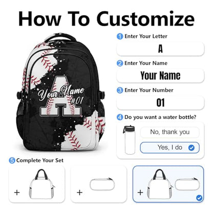 COZYAURA Personalized Baseball Backpack for Boys – 17 Inch Kids School Bag with Chest Strap, Custom Initial Sports Bookbag for Kindergarten, Elementary & Middle School - color: White