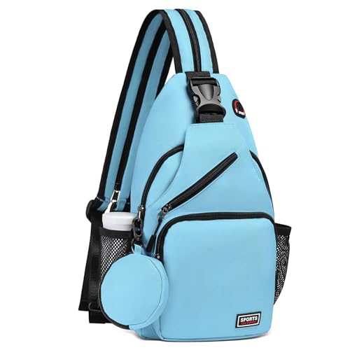 Convertible Sling Bag with Coin Pocket, 11" Tablet Crossbody Mini Backpack with Headphone Jack Casual Pack for Women Men Travel, Blue - color: Blue, size: Large