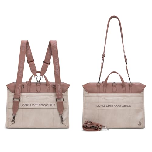Wrangler Laptop Bag for Women Messenger Bag Briefcase Computer Backpack Convertible Satchel Bag - color: Beige & Purple, size: 15.6 inch