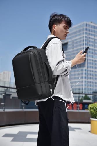 17/15.6" Business laptop backpack, PU Travel backpack,carry on backpack, Expandable laptop backpack Women Men,college backpack (02#updated, Black) - color: 02#black, style: 02#updated