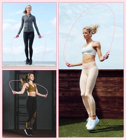 Jump Rope for Women Men, Fitness Jumprope for Women Workout, Adjustable Adult Exercise Skipping Rope - color: Pinks