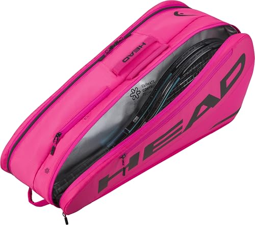 HEAD Tour Racquet Bag M (6R) Tennis Bag - Holds Up to 6 Racquets, CCT+ Climate Control Technology, 2 Main Compartments, Shoe Pocket & Backpack Carry System | 6 Racquet Capacity - color: Pink