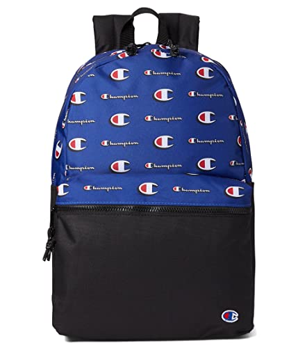 Champion Manuscript Backpack with Padded Adjustable Straps, Water Bottle Pocket for Work, Travel, Daily Use - color: Blue/Red/White