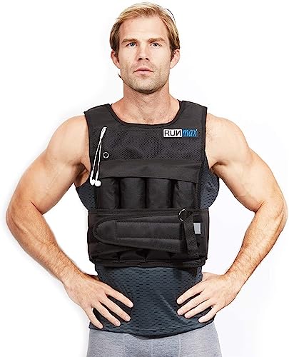 RUNmax 20LBS - 150LBS Adjustable Weighted Vest Wtih Shoulder Pads Option for Men and Women - size: 40 lbs WITH SHOULDER PADS