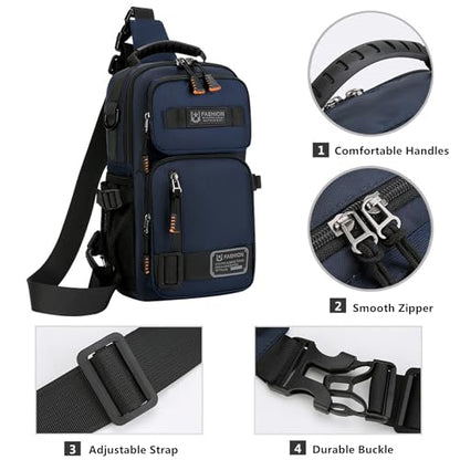 O-TBOST Crossbody Sling Backpack Sling Bag for Men Travel Hiking Chest Bag Daypack (Black) - color: Black