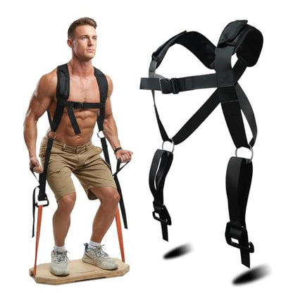 J Bryant Adjustable Squat Harness Vest with Padded Shoulder Support, Quick‑Release Buckle & E‑Hook for Full‑Body Strength Training, Resistance Bands & Board Not Included