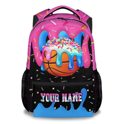 Basketball Backpack for Boys Kids Personalized - Custom Name Girls Backpack Youth Player Drip Design Sports Schoolbag Large Capacity 17" for Kindergarten Elementary - color: Blue