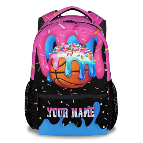 Basketball Backpack for Boys Kids Personalized - Custom Name Girls Backpack Youth Player Drip Design Sports Schoolbag Large Capacity 17" for Kindergarten Elementary - color: Blue