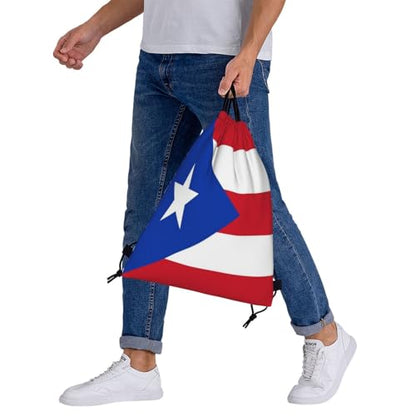 Puerto Rico Flag Drawstring Bag Sport Gym Backpack Beach Travel Sack Draw String Yoga Bag For Men Women - color: Puerto Rico Flag2