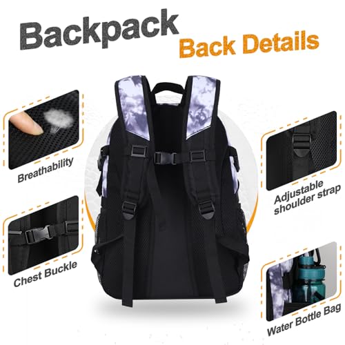 Goloni Soccer Backpack,Basketball Backpack with Ball Compartment & Shoe Compartment,Backpack for Basketball,Soccer - color: Grey White Tie Dye
