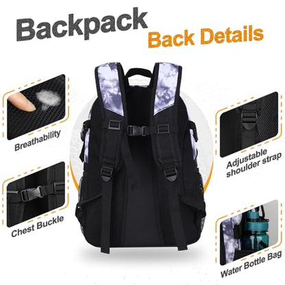Goloni Soccer Backpack,Basketball Backpack with Ball Compartment & Shoe Compartment,Backpack for Basketball,Soccer - color: Grey White Tie Dye