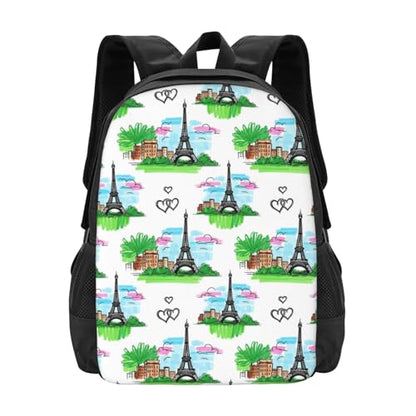 Lightweight Polyester Daypack Eiffel Tower Paris, Anti Theft Large Capacity Travel Hiking Backpack Unisex Carry On Bag for Outdoor Commute Business Use - color: Design (901)