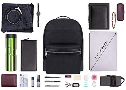 McKleinUSA N Series, Parker, Nano Tech-Light Nylon with Leather Trim, 15" Nylon Dual Compartment Laptop Backpack, Black (18555), One Size - color: Black